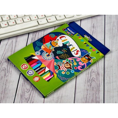 Карандаши 18 цветов MAZARI CIRCUS, деревянные, шестигранные, M-6187-18 *8/160