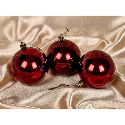 Набор елочных шаров 3шт "Глянец" 8см темный рубин 201-1757 Набор елочных шаров 3шт "Глянец" 8см темный рубин 201-1757