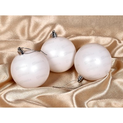 Набор елочных шаров 3шт "Матовый" 8см белый 201-1426 Набор елочных шаров 3шт "Матовый" 8см белый 201-1426