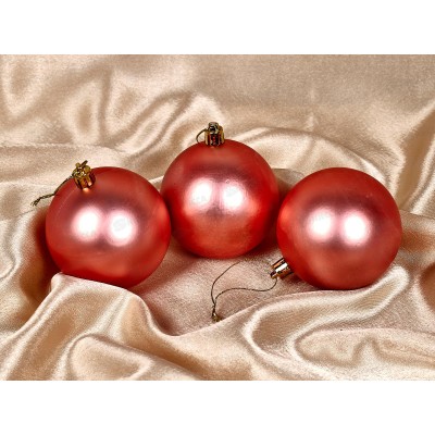 Набор елочных шаров 3шт "Матовый" 8см розовое золото 201-1428 Набор елочных шаров 3шт "Матовый" 8см розовое золото 201-1428