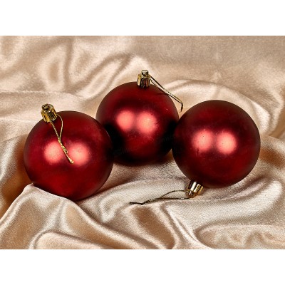 Набор елочных шаров 3шт "Матовый" 8см темный рубин 201-1759 Набор елочных шаров 3шт "Матовый" 8см темный рубин 201-1759