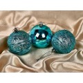 Набор елочных шаров 3шт "Микс фактур" 8см голубой 201-1287 Набор елочных шаров 3шт "Микс фактур" 8см голубой 201-1287
