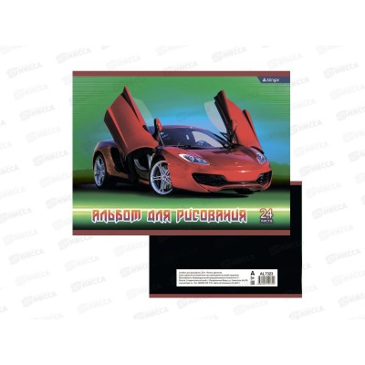 Альбом д/рис.24л Alingar "Машина" скрепка мел. картон AL7323 *36