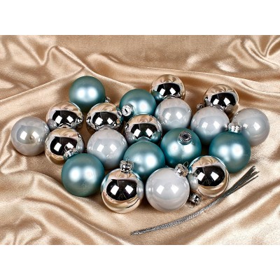 Шары 20шт стекло 6см Бело голубой микс 25-29 300967 гб Шары 20шт стекло 6см Бело голубой микс 25-29 300967 гб