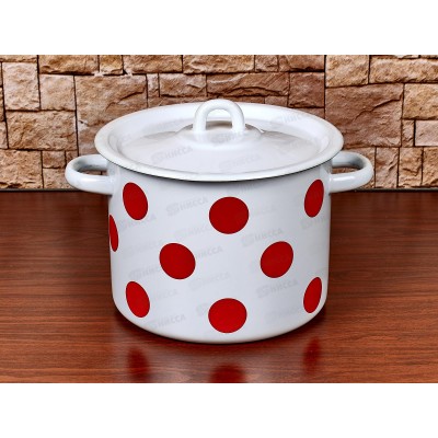 Кастрюля 3,5л цилиндрическая  Красный горох, с петлей  С1612*79