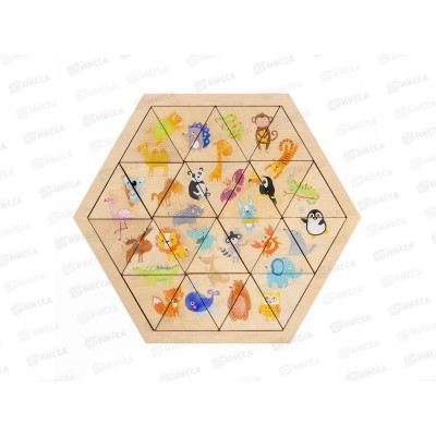 Пазл деревянный &quotВеселый зоопарк&quot 00780 (Занимательные треугольники)