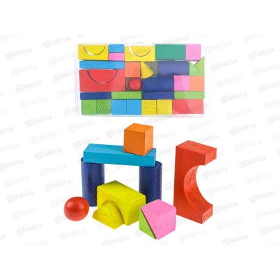 Конструктор дерев. №4 Цветные строительные блоки (18,5х10см) AN02218