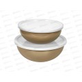 Набор мисок эмаль Deluxe с пластик крышками, кофейный 4пр 901-086 Набор мисок эмаль Deluxe с пластик крышками, кофейный 4пр 901-086