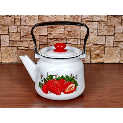 Чайник 2,3л Клубника садовая, белый с пласт. кнопкой  С2714.3*59