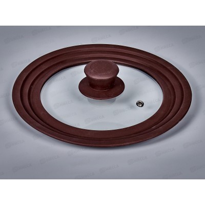 Крышка стеклянная TimA 48182022BR с силикон/ободком (18-20-22) коричневая