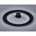 Крышка стеклянная TimA 48242628BL с силикон/ободком (24-26-28) черная