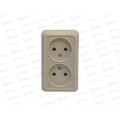 Розетка открытая установка 2 местная Прогресс б/з, бежевая *10/200