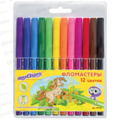 Фломастеры 12 цветов Юнландия Уроки рисования,151416*12/144 Фломастеры 12 цветов Юнландия Уроки рисования,151416*12/144