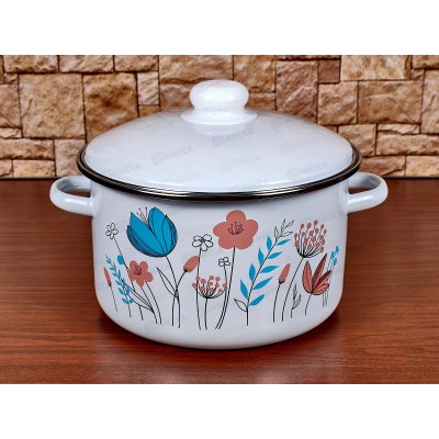Кастрюля 4,0л эмалированная с рисунком 01-Б1614/4 Цветочки *4