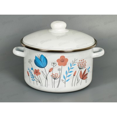 Кастрюля 4,0л эмалированная с рисунком 01-Б1614/4 Цветочки *4 Кастрюля 4,0л эмалированная с рисунком 01-Б1614/4 Цветочки *4