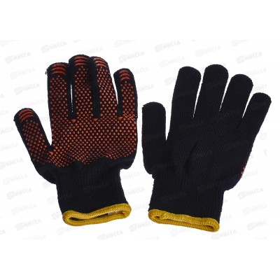 Перчатки хлопчатобумажные плотной вязки с ПВХ, "Точка", черные, 8, 10кл., 72-75г, TDM, 0210 *100 Перчатки хлопчатобумажные плотной вязки с ПВХ, "Точка", черные, 8, 10кл., 72-75г, TDM, 0210 *100