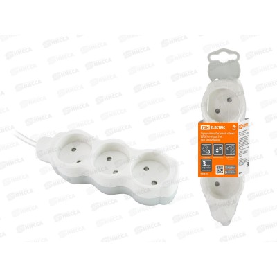 Удлинитель бытовой  &quotЛюкс&quot УЛ3 3 гнезда, 5м, без заземления , с защитной шторкой, ПВС 2х0,75 мм2  10А/250В бело-серый TDM, 0225 *20