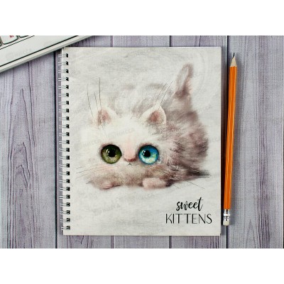 Тетрадь 48листов клетка ПЛН Глазастые котики, мет.греб., 3216-48 *30 Тетрадь 48листов клетка ПЛН Глазастые котики, мет.греб., 3216-48 *30