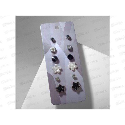 Пуссеты &quotРомантика&quot цветочки черно-белый 6 пар 5358190 *6