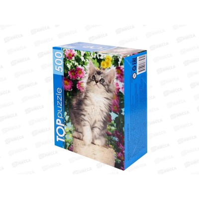 ПАЗЛ 500элементов TOPpuzzle, КБТП500-6798 Котенок в цветах  *10