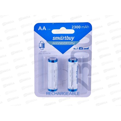 Батарейка Аккумулятор SmartBuy R6 AA 2300мАч, NiMH, 2BL, SBBR-2A02BL2300 *2/24/240