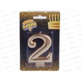 Свеча - цифра "2" Золотая 8см /V, 1502-2835 Свеча - цифра "2" Золотая 8см /V, 1502-2835