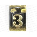 Свеча - цифра "3" Золотая 8см /V, 1502-2836 Свеча - цифра "3" Золотая 8см /V, 1502-2836