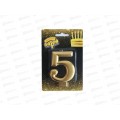 Свеча - цифра &quot5&quot Золотая 8см /V, 1502-2838