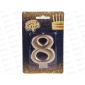 Свеча - цифра "8" Золотая 8см /V, 1502-2841 Свеча - цифра "8" Золотая 8см /V, 1502-2841