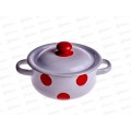 Кастрюля 1,5л цил Красный горох, белая с пластм.кноп. С1607.3*79