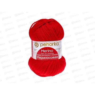 Пряжа Мериносовая 06 красный 100г шерсть50% акр50% Пряжа Мериносовая 06 красный 100г шерсть50% акр50%