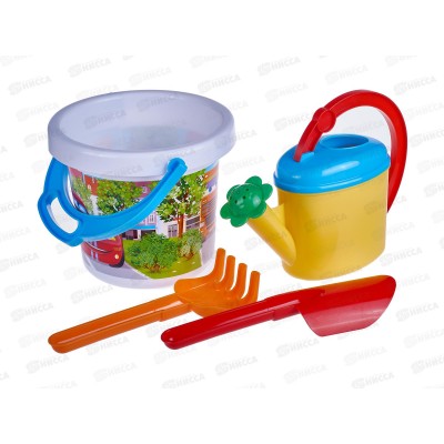 Набор песочный №133, 01833 (ведро 1,4л, лопатка 19см, грабли 19см, лейка 0,5л) *16