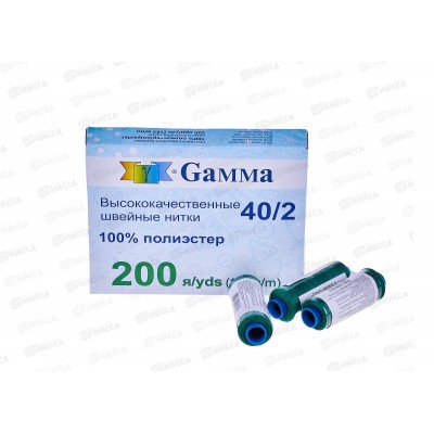 Нитки "Gamma" (полиэстер) №213 зеленый 183м 200 я 40/2 *10 Нитки "Gamma" (полиэстер) №213 зеленый 183м 200 я 40/2 *10