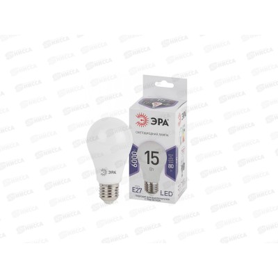 Лампа светодиодная ЭРА STD LED A60-15W-860-E27 15Вт 6000К *10/100