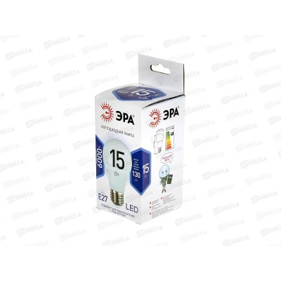 Лампа светодиодная ЭРА STD LED A60-15W-860-E27 15Вт 6000К *10/100
