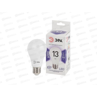 Лампа светодиодная ЭРА STD LED A60-13W-860-E27 13Вт 6000К *10/100