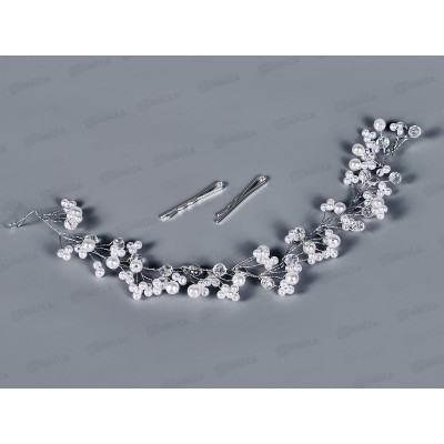 Диадема гибкая жемчуг,&quotГорный хрусталь&quot №7162