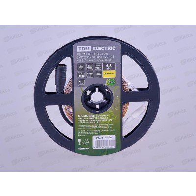Лента светодиодная SMD2835-60 LED/м IP20 12В 4,8Вт/м 3000К (5м) TDM, 0306 Лента светодиодная SMD2835-60 LED/м IP20 12В 4,8Вт/м 3000К (5м) TDM, 0306