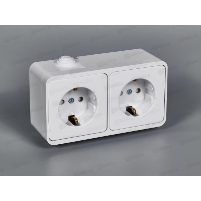 Розетка 2-х местная AQUA с заземлением белая 3123 со шторкой Розетка 2-х местная AQUA с заземлением белая 3123 со шторкой