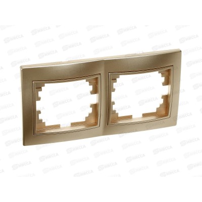 Рамка на 2 поста для розеток и выключателей Intro 1-502-04 горизон., шампань *20/400 Рамка на 2 поста для розеток и выключателей Intro 1-502-04 горизон., шампань *20/400