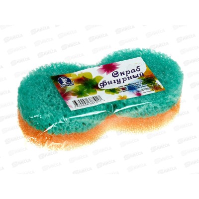 Губка жестко-мягкая банная Скраб фигурный *50