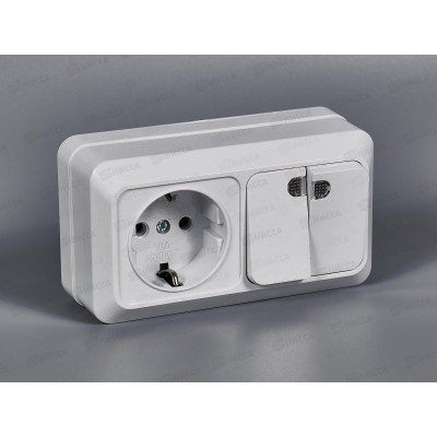 Блок (2выключатель+розетка) TDM 10А с подсветкой, розетка 16А, БКВР IP20 "Ладога", 0104 *5/100 Блок (2выключатель+розетка) TDM 10А с подсветкой, розетка 16А, БКВР IP20 "Ладога", 0104 *5/100