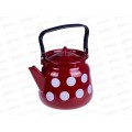 Чайник 3,5л сферический Белый большой горох, вишневый/черный рябчик с петлей С2716.ЯР*106