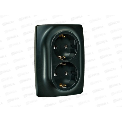 Розетка Эра открытой установки, 2*2P+Е IP20, антрацит, 12-2106-05 *10/100 Розетка Эра открытой установки, 2*2P+Е IP20, антрацит, 12-2106-05 *10/100