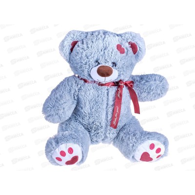 Медведь Кельвин 38см, МКЛ-50Д цвет-серый, с лентой  Мила