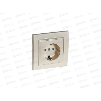 Розетка Эрна 1-местная, с заземлением, PST16-9010-02, слоновая кость Розетка Эрна 1-местная, с заземлением, PST16-9010-02, слоновая кость