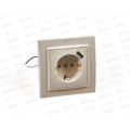 Розетка Эрна 1-местная, с заземлением, с защитной шторкой и с USB, PST16-9011-02, слоновая кость