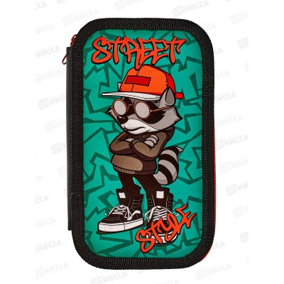 Пенал ПЧЕЛКА 2отд., Крутой енот 190*105, ПО-090 *30