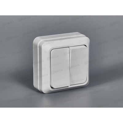 Выключатель накладной BOLLETO 2клавишный, белый, 7023*10