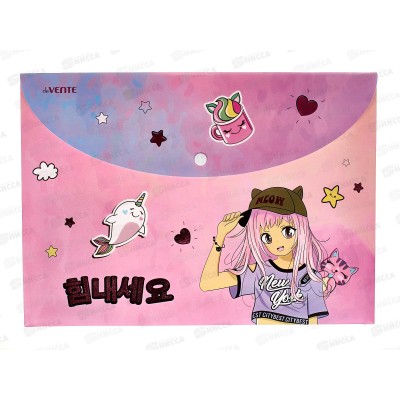 Папка-конверт пластиковая на кнопке deVENTE 335*235 Manga Girl А4 300мк 3079311 Папка-конверт пластиковая на кнопке deVENTE 335*235 Manga Girl А4 300мк 3079311